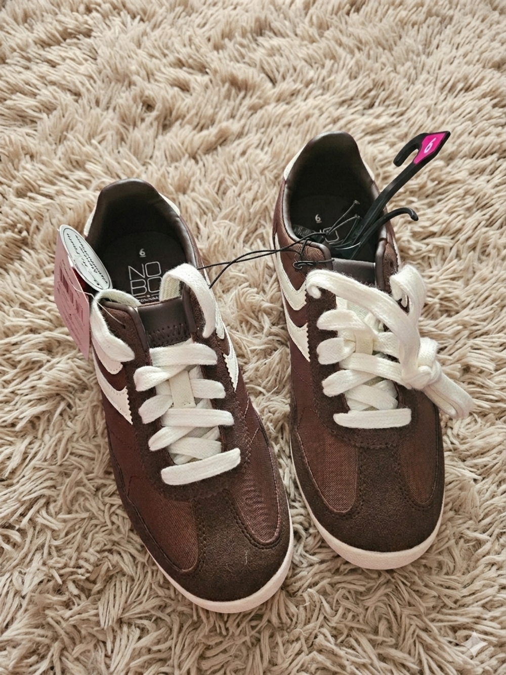 Brown Casual Sneakers with White Accents - No Boundaries, Women's Size 6